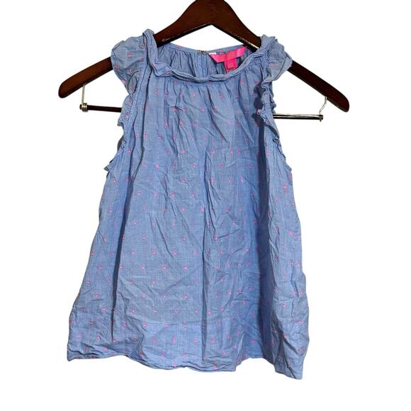 Lilly Pulitzer Kirstin Top Bluebell Neon Chambray Clip Size XX Small - Picture 1 of 5